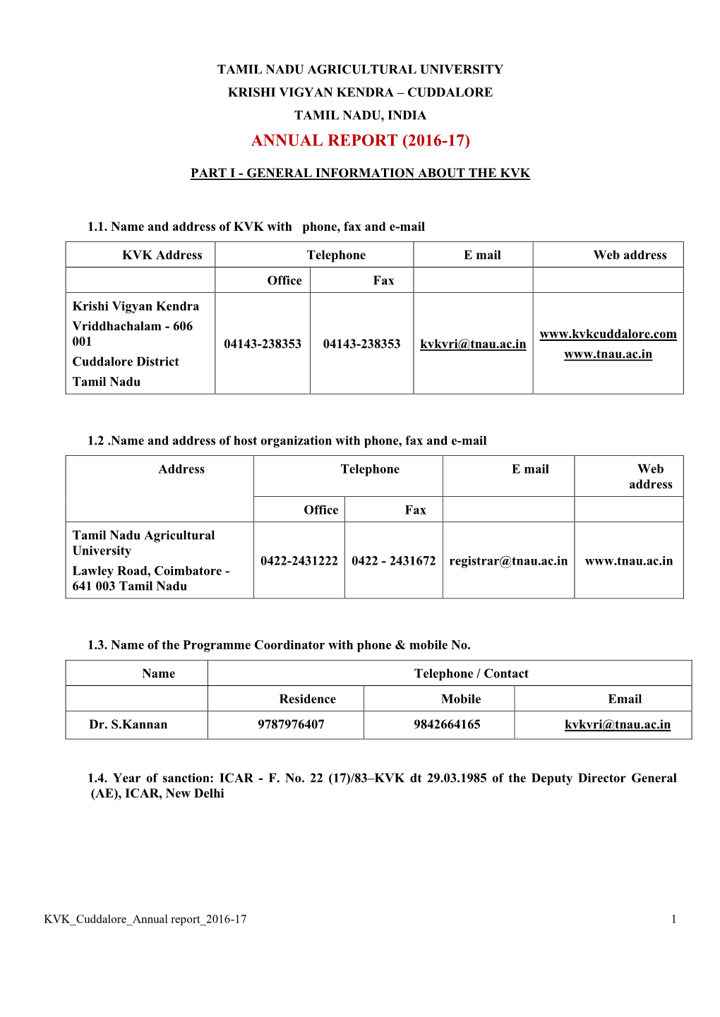 KVK-Cuddalore – Annual Report- 2016-17