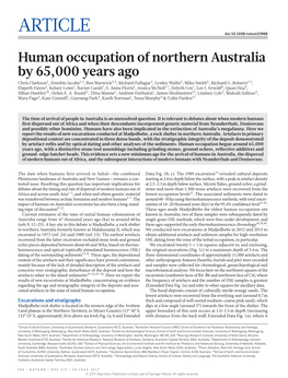 Human Occupation of Northern Australia by 65,000
