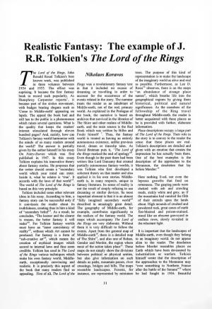 Realistic Fantasy: the Example of J. R.R. Tolkien's the Lord of the Rings