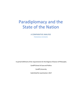 Paradiplomacy and the State of the Nation