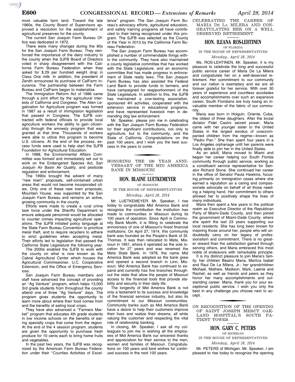 CONGRESSIONAL RECORD— Extensions of Remarks E600 HON