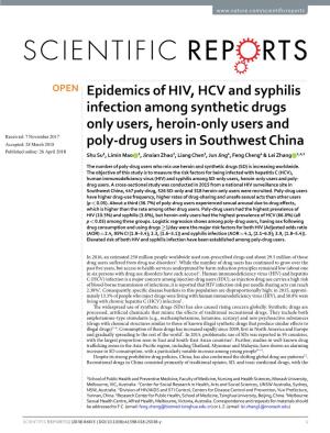 Epidemics of HIV, HCV and Syphilis Infection Among Synthetic Drugs