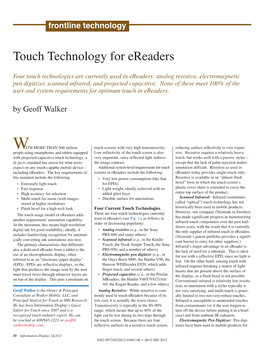 Touch Technology for Ereaders