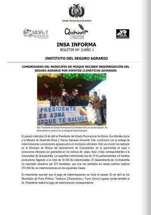 Insa Informa Boletin Nº 3/Año 1