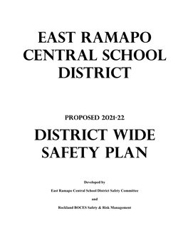 EAST RAMAPO CENTRAL SCHOOL DISTRICT District Wide Safety Plan