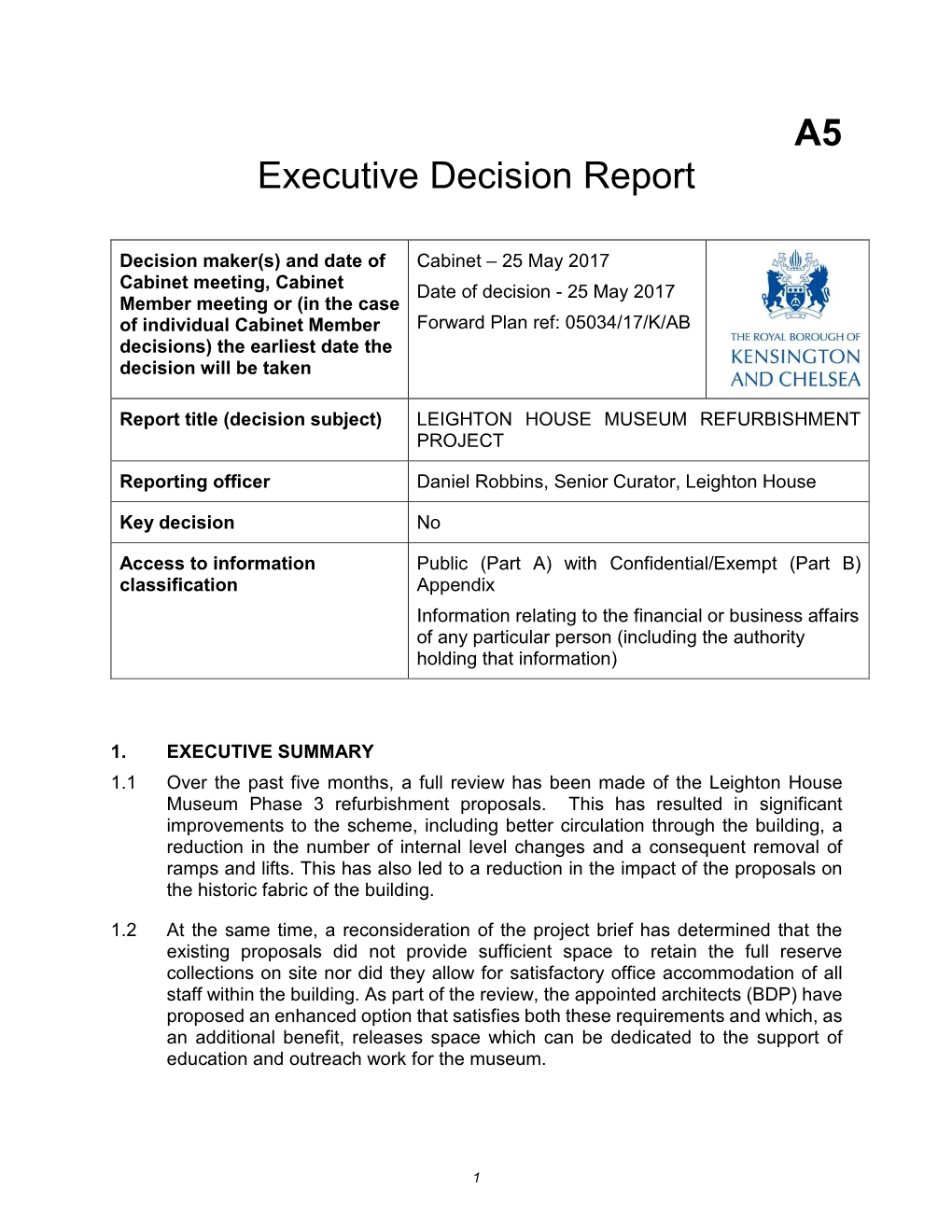 Tri-Borough Executive Decision Report