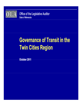 Governance of Transit in the Twin Cities Region