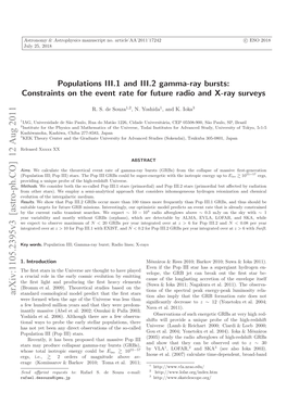 Population III. 1 and III. 2 Gamma-Ray Bursts: Constraints on the Event