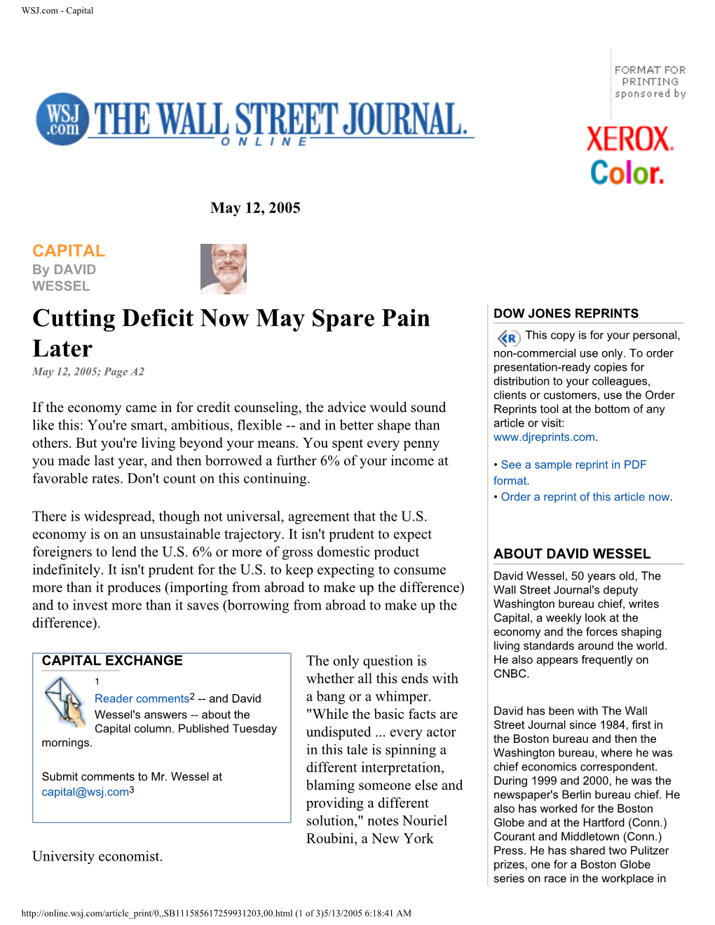 Cutting Deficit Now May Spare Pain Later