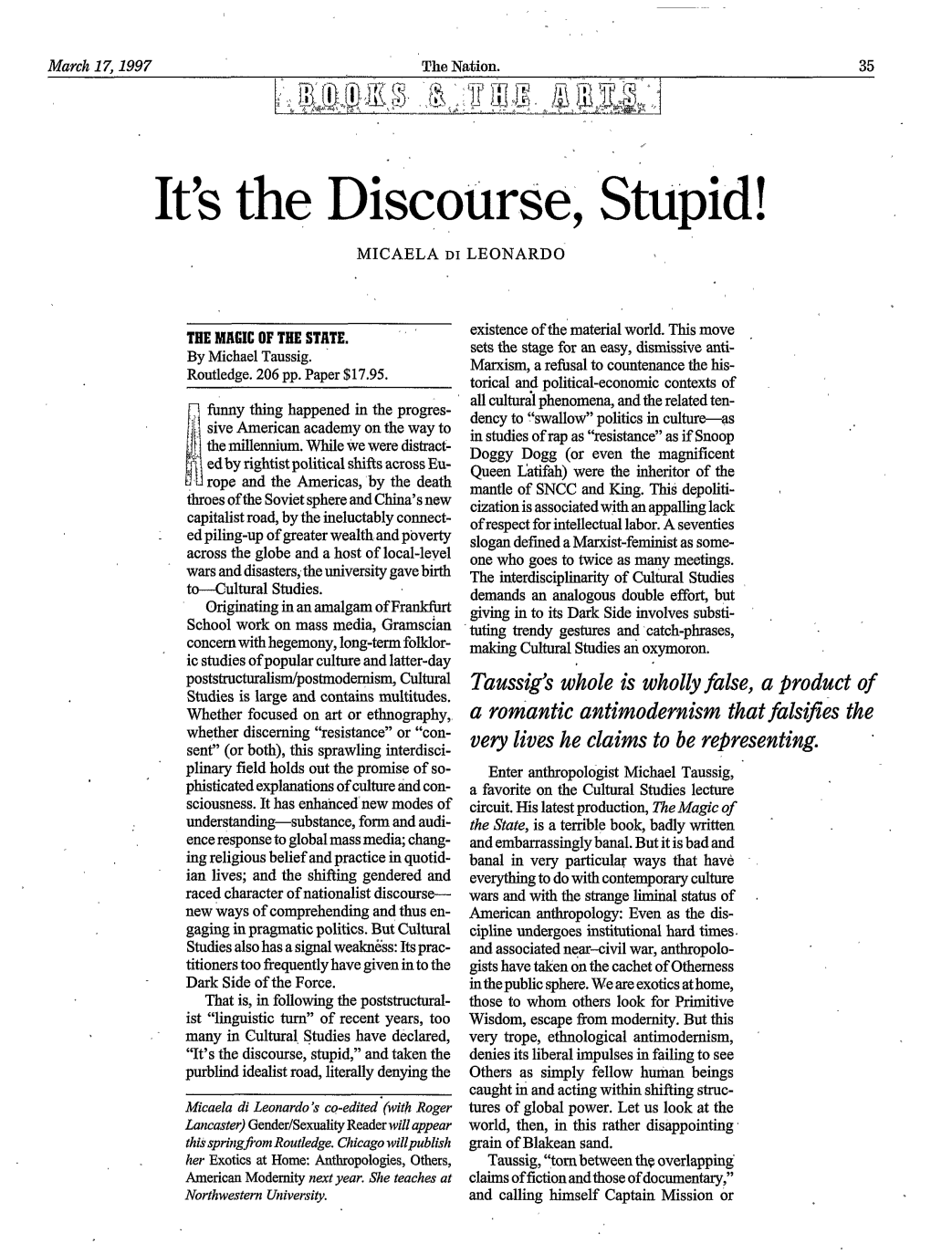 It's the Discourse, Stupid!