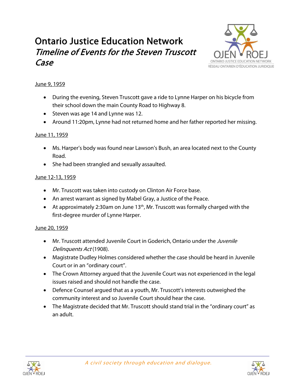 Timeline of Events: Steven Truscott Case 2