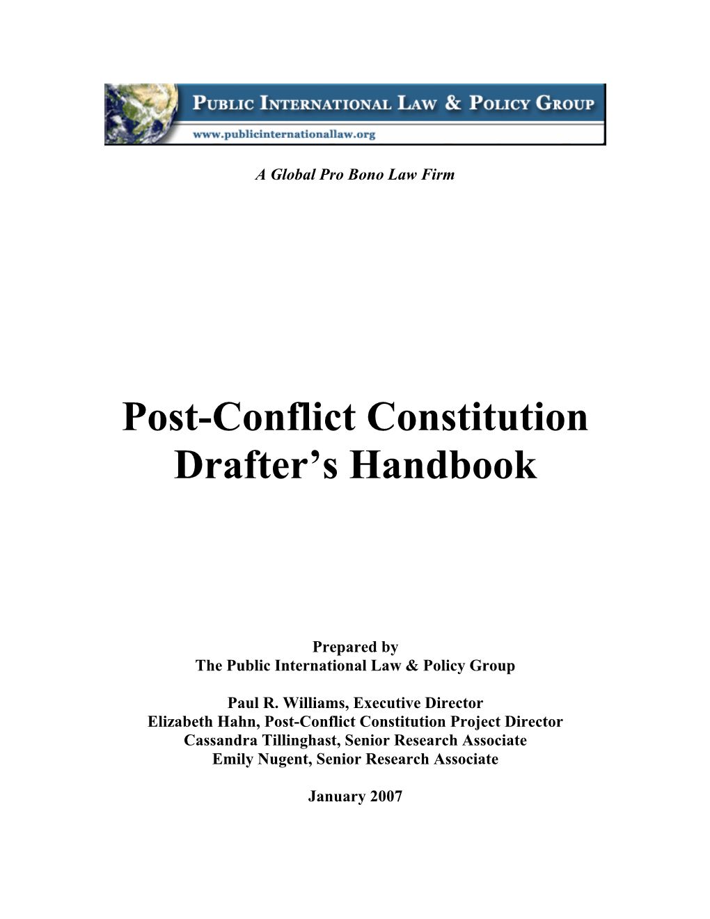 Post-Conflict Constitution Drafter's Handbook