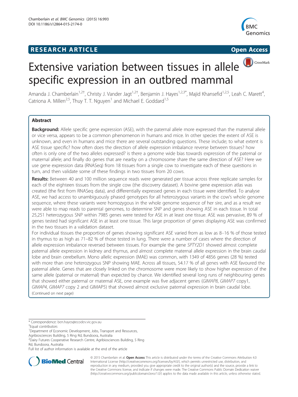 Extensive Variation Between Tissues in Allele Specific Expression in an Outbred Mammal Amanda J