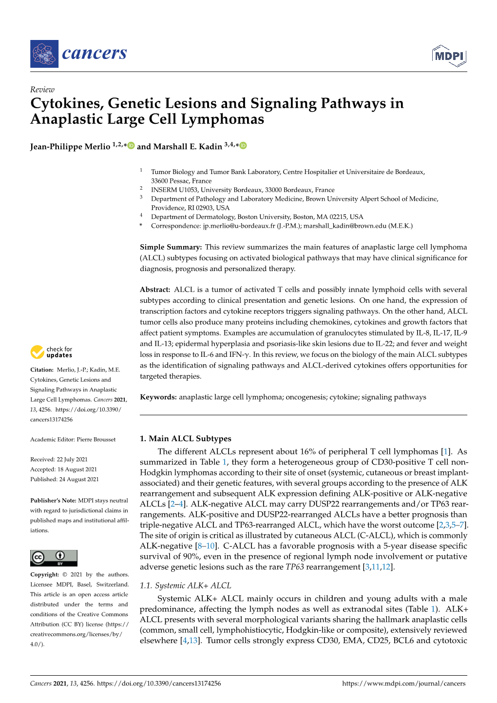 Cytokines, Genetic Lesions and Signaling Pathways in Anaplastic Large Cell Lymphomas