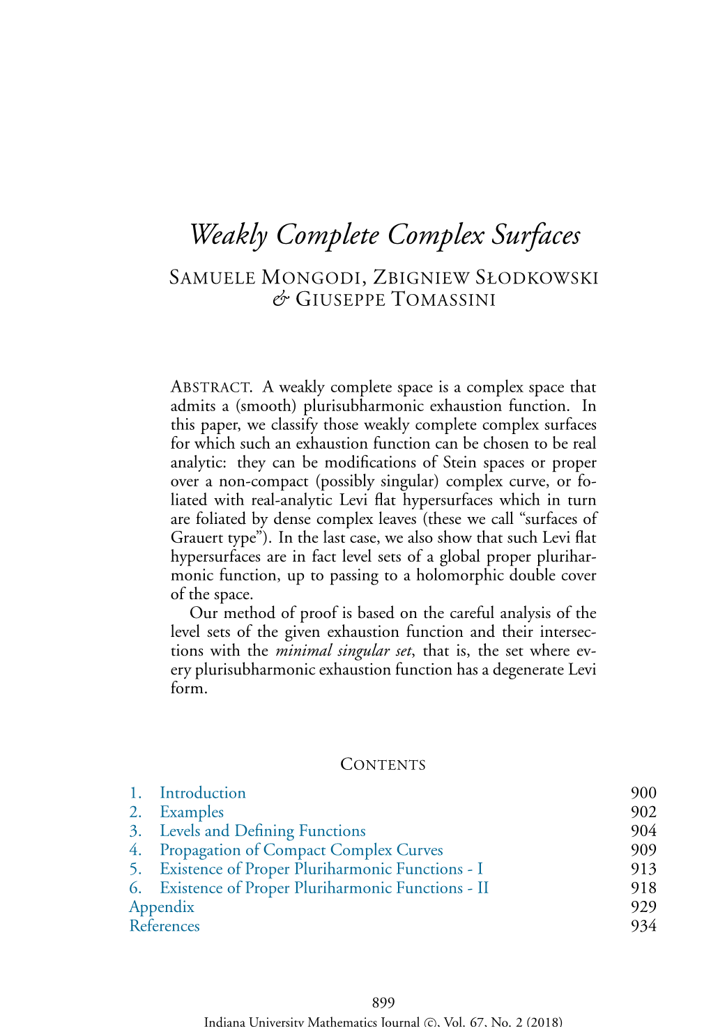 Weakly Complete Complex Surfaces