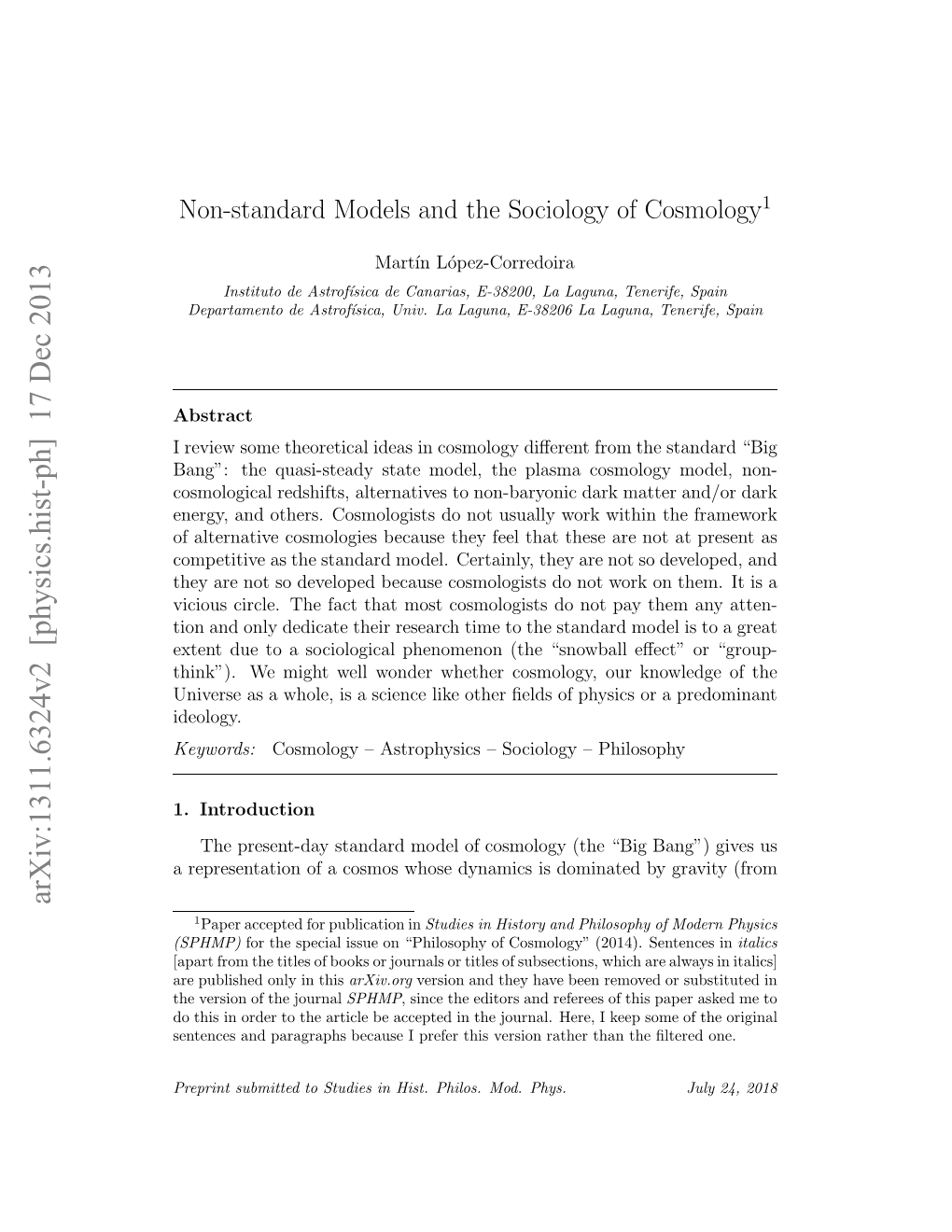 Non-Standard Models and the Sociology of Cosmology