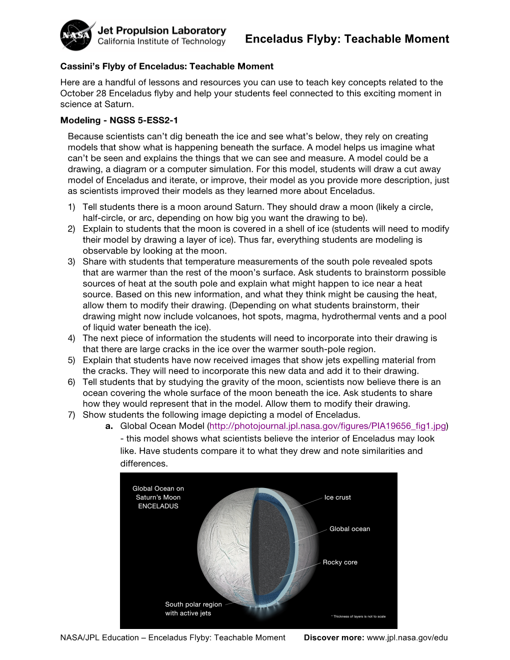 Enceladus Flyby: Teachable Moment