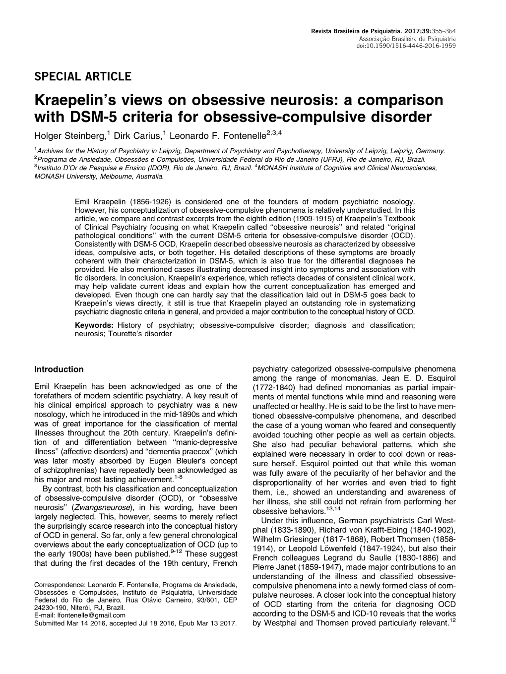 A Comparison with DSM-5 Criteria for Obsessive-Compulsive Disorder