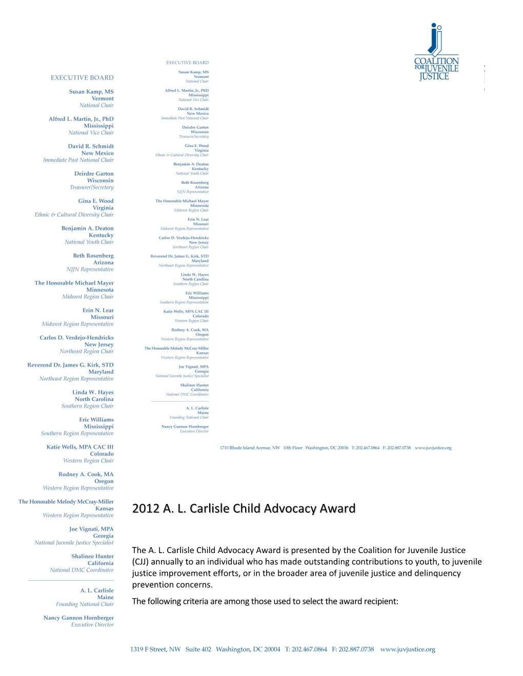 A. L. Carlisle Child Advocacy Award