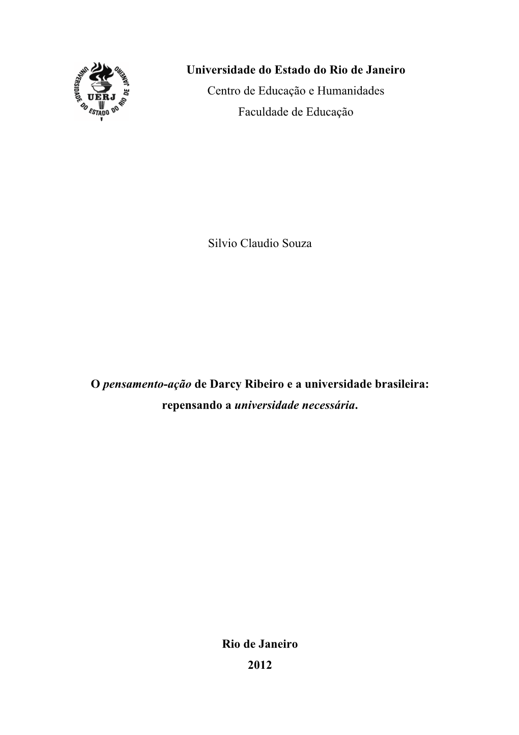 Universidade Do Estado Do Rio De Janeiro Centro De Educação E Humanidades Faculdade De Educação