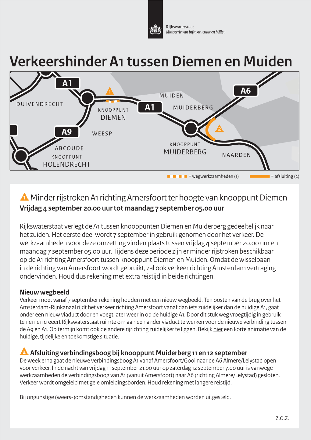 Verkeershinder A1 Tussen Diemen En Muiden