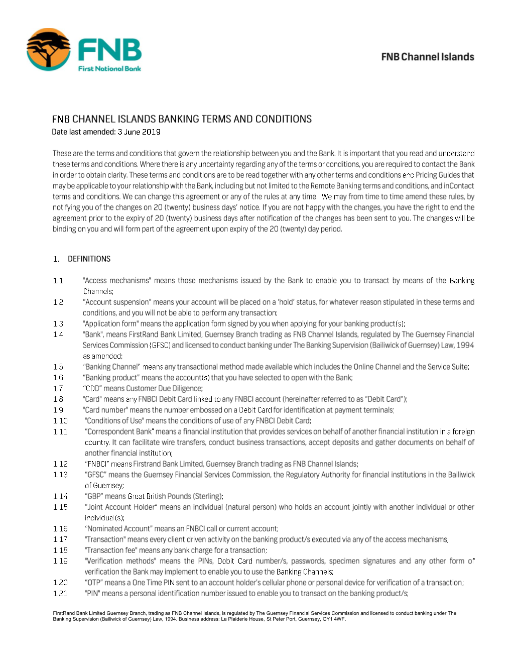 Firstrand Bank Limited Guernsey Branch, Trading As FNB Channel