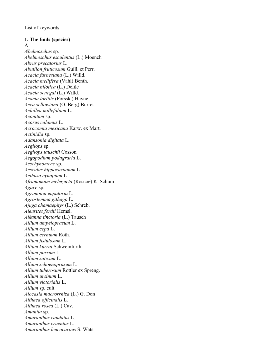 Literature on Archaeological Remains of Cultivated Plants (1996/2003)