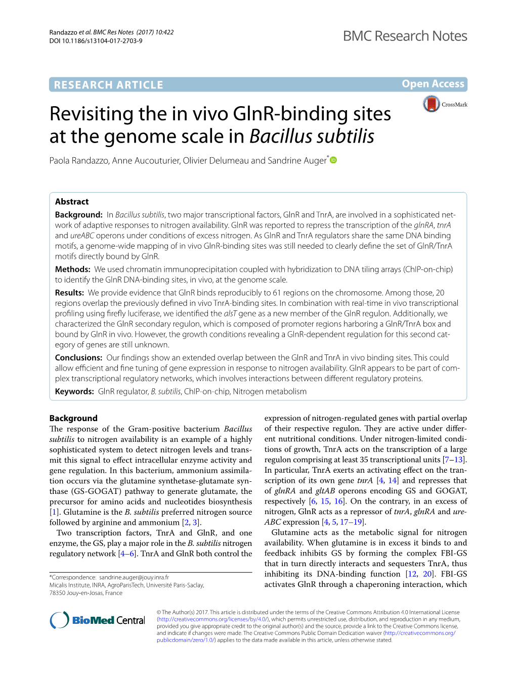 Revisiting the in Vivo Glnr-Binding Sites at the Genome Scale In