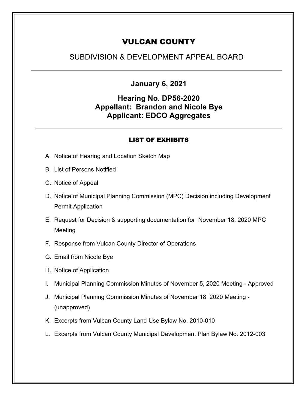 Vulcan County Subdivision & Development Appeal Board