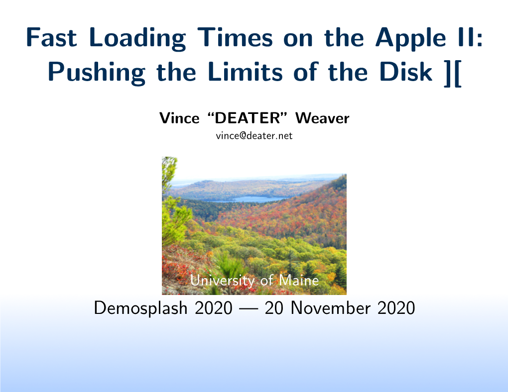 Fast Loading Times on the Apple II: Pushing the Limits of the Disk ][
