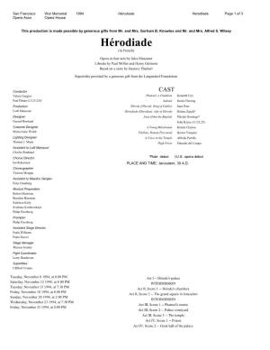 Hérodiade Herodiade Page 1 of 3 Opera Assn