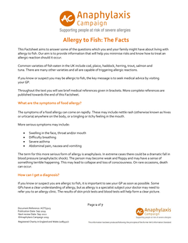 Allergy to Fish: the Facts