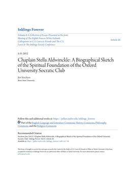 A Biographical Sketch of the Spiritual Foundation of the Oxford University Socratic Club Jim Stockton Boise State University