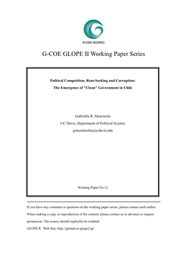 Political Competition, Rent-Seeking and Corruption: the Emergence of "Clean" Government in Chile