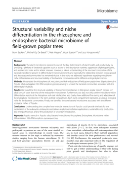 Structural Variability and Niche Differentiation in the Rhizosphere and Endosphere Bacterial Microbiome of Field-Grown Poplar Tr
