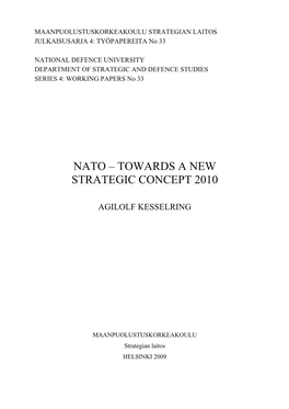 Nato – Towards a New Strategic Concept 2010
