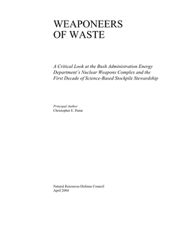 NRDC: Weaponeers of Waste