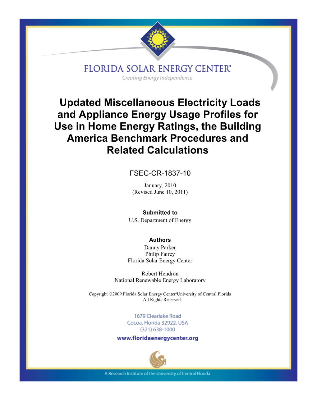 Updated Miscellaneous Electricity Loads and Appliance Energy
