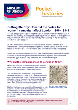 Suffragette City: How Did the 'Votes for Women' Campaign Affect London
