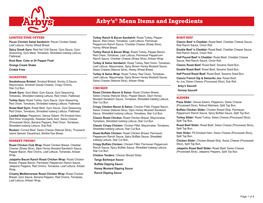 Arby's Menu Items and Ingredients April 2021