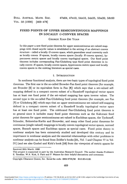 Fixed Points of Upper Semicontinuous Mappings in Locally G-Convex Spaces George Xian-Zhi Yuan