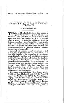 An Account of the Mather-Byles Portraits by John H