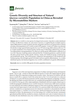 Genetic Diversity and Structure of Natural Quercus Variabilis Population in China As Revealed by Microsatellites Markers