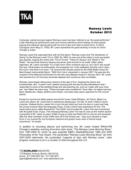 Ramsey Lewis Bio Oct 2013