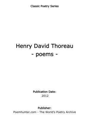 Henry David Thoreau - Poems
