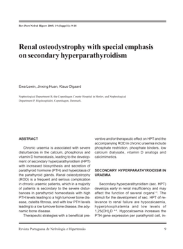 Renal Osteodystrophy with Special Emphasis on Secondary Hyperparathyroidism