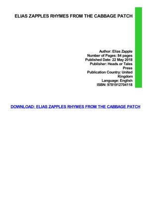 {PDF} Elias Zapples Rhymes from the Cabbage Patch
