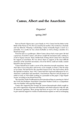 Camus, Albert and the Anarchists