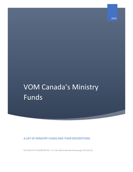 VOM Canada's Ministry Funds