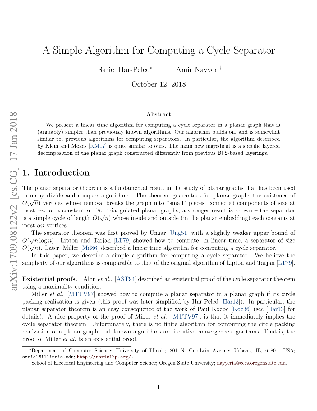 A Simple Algorithm for Computing a Cycle Separator